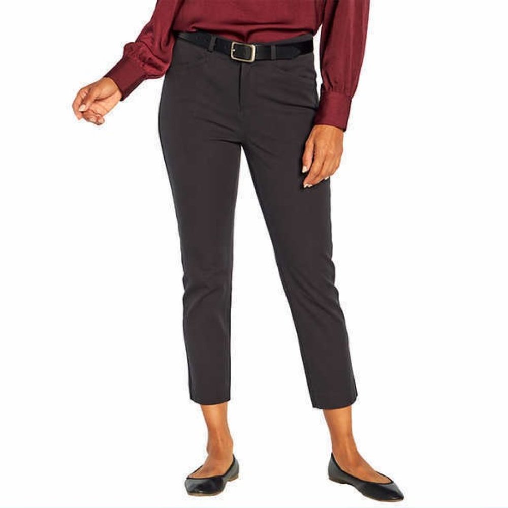 NWT Banana Republic Women's Slim Straight Cropped Pants Black Size 14 $80 9C073
